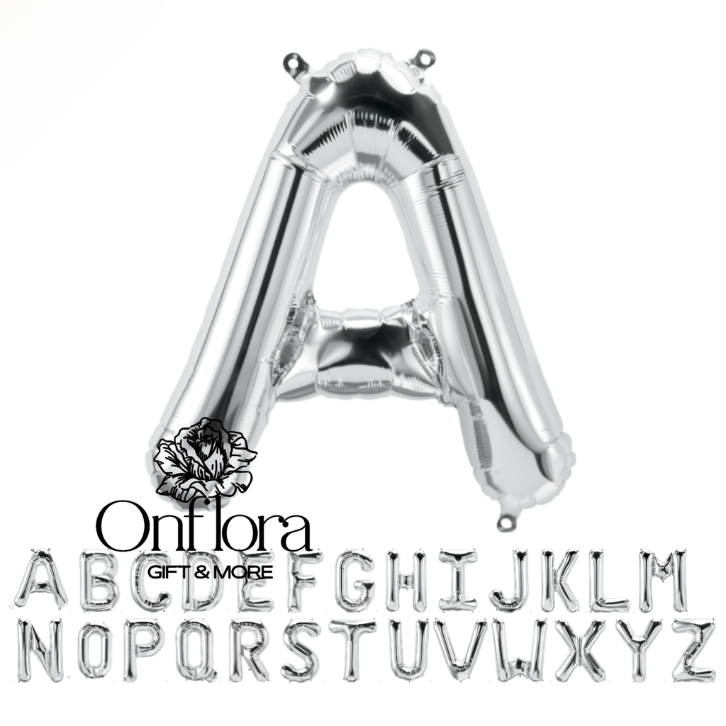 بالونات حروف فضية 34  انش متوفر بعدة خيارات (بدون تعبئة, A)