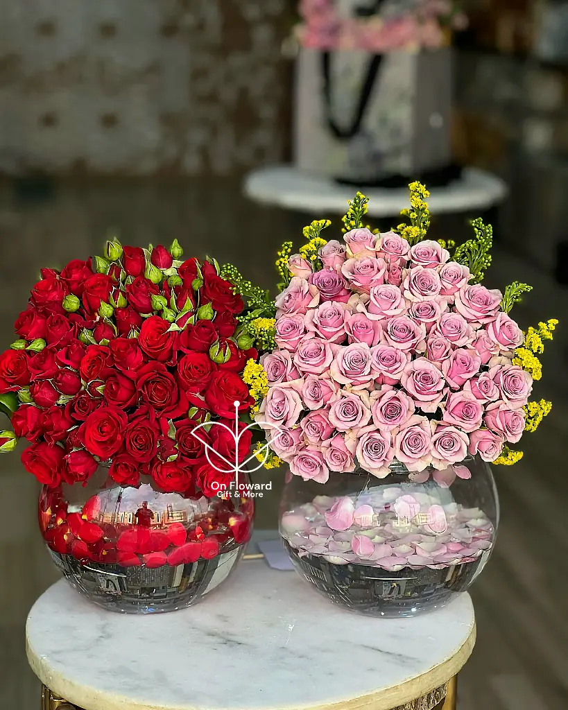 تنسيق فازة زجاجية دائرية (أختر)