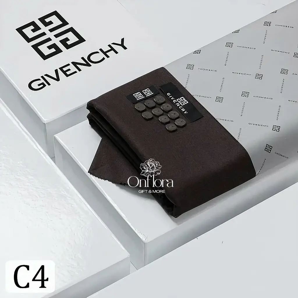 قماش جيفنشي 2026  شتوي لون بني غامق (بدون تنسيق)