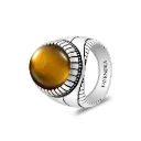 فايندرا

خاتم رجالي من الفضة الخالصة عيار 925 مطلي روديوم و اسود مرصع احجار عين النمر اصفر كابشون