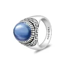 فايندرا

خاتم رجالي من الفضة الخالصة عيار 925 مطلي روديوم و اسود مرصع احجار كيانيت طبيعي كابشون