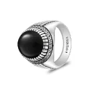 فايندرا

خاتم رجالي من الفضة الخالصة عيار 925 مطلي روديوم و اسود مرصع احجار عقيق اسود طبيعي كابشون