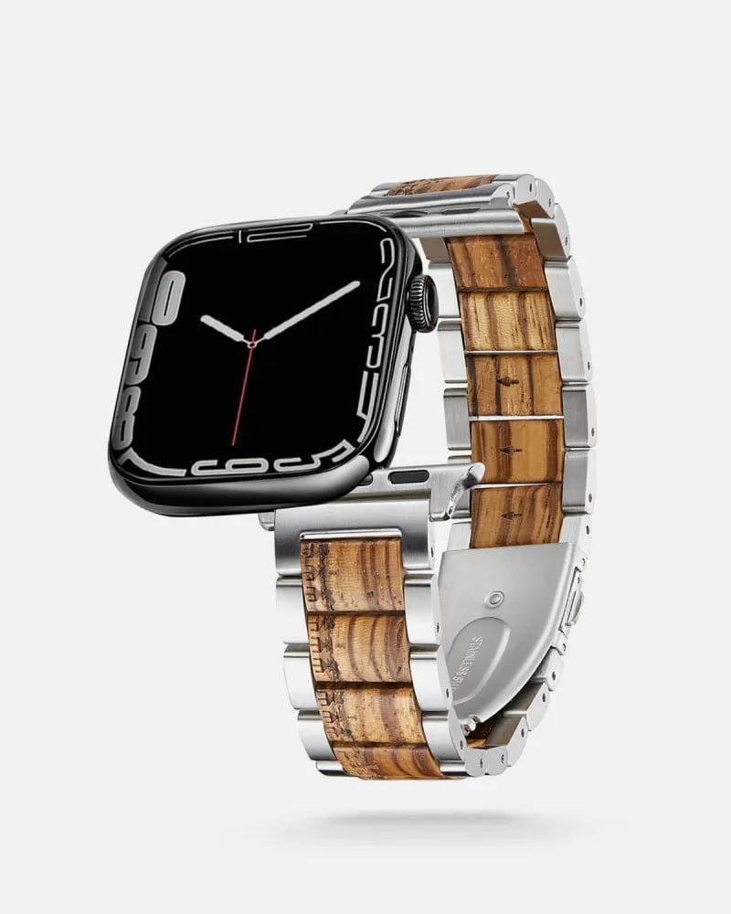 توفير سوار ساعة آبل من الستيل والخشب من زايروس خلال ساعه أو ربما أقل مناسب جداً لتقديمة كهديه (بدون تنسيق)