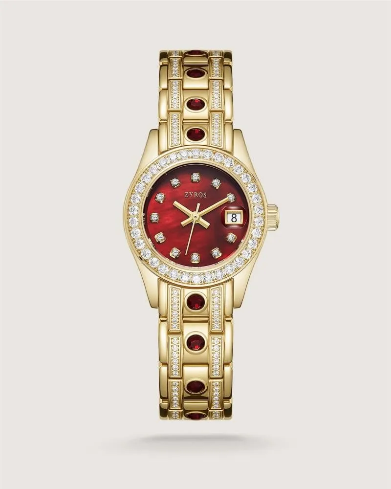 توفير ساعة زمرد النسائية باللون الذهبي والعودي من زايروس خلال ساعه أو ربما أقل مناسب جداً لتقديمة كهديه