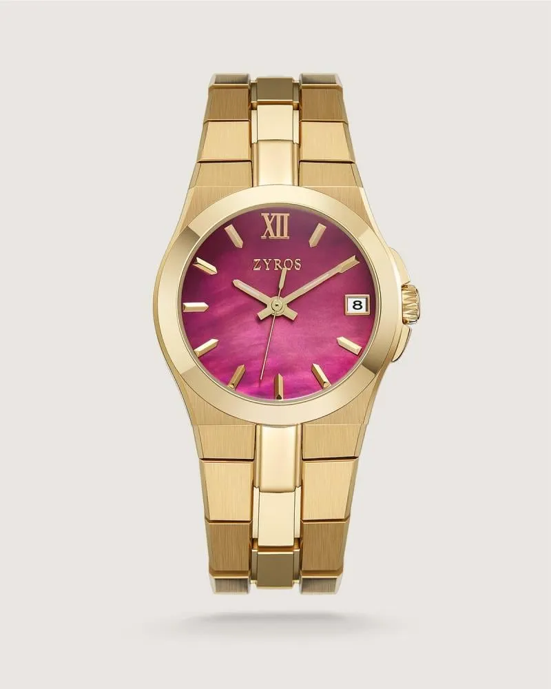 توفير ساعة وتين النسائية بلون ذهبي من زايروس خلال ساعه أو ربما أقل مناسب جداً لتقديمة كهديه (بدون تنسيق)