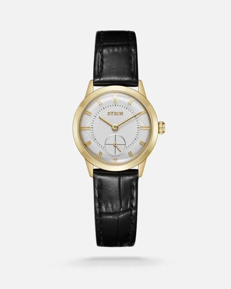 توفير ساعة عُمق النسائية كلاسيكية من الجلد بلون أسود من زايروس خلال ساعه أو ربما أقل مناسب جداً لتقديمة كهديه