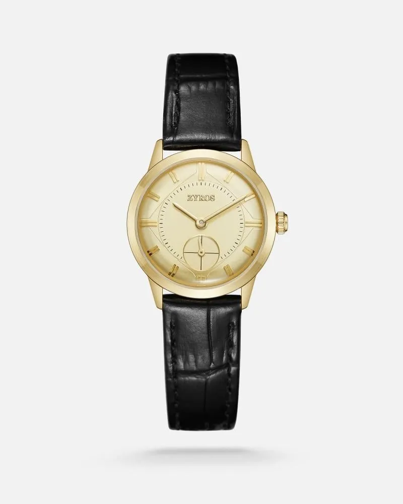 توفير ساعة عُمق النسائية كلاسيكية من الجلد بلون أسود من زايروس خلال ساعه أو ربما أقل مناسب جداً لتقديمة كهديه (بدون تنسيق)