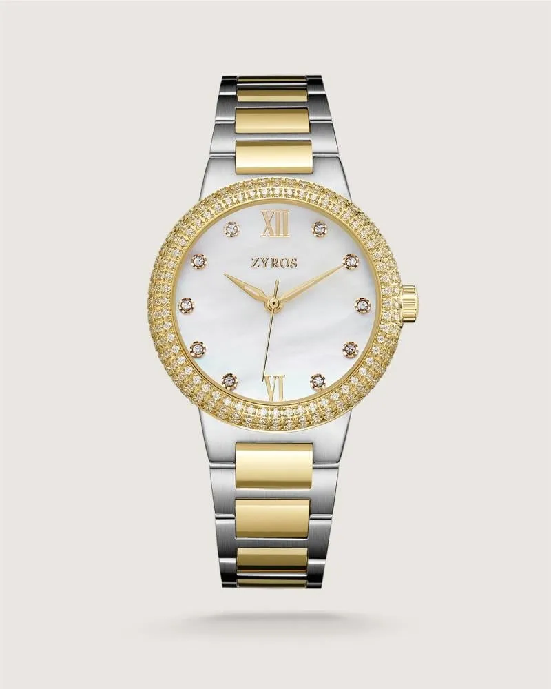 توفير ساعة قِصة النسائية ستيل بلون ذهبي وفضي من زايروس خلال ساعه أو ربما أقل مناسب جداً لتقديمة كهديه