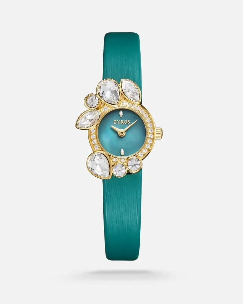 توفير ساعة صبا النسائية من الجلد باللون الفيروزي من زايروس خلال ساعه أو ربما أقل مناسب جداً لتقديمة كهديه (بدون تنسيق)