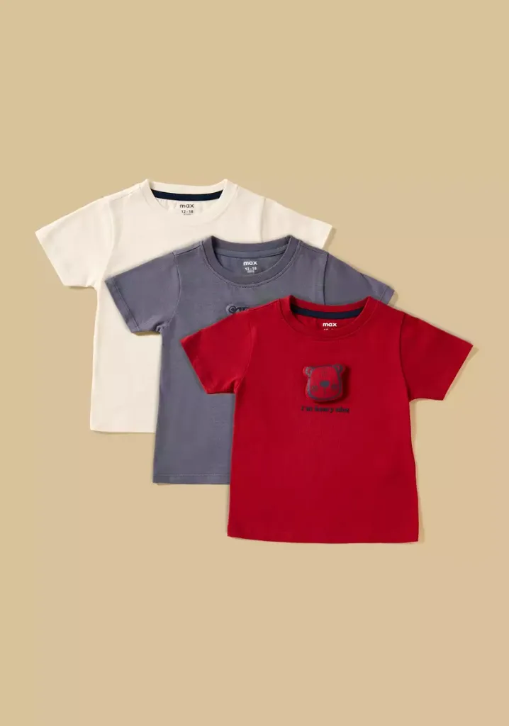 توفير ملابس طقم من 3 - تيشيرت قطن بزينة ( من ماكس ) خلال ساعه أو ربما أقل مناسب جداً لتقديمة كهديه