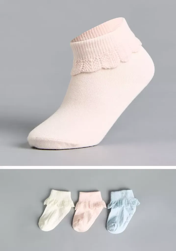 توفير ملابس طقم جوارب طول الكاحل مضادة للانزلاق بتفاصيل كشكش عدد 3 ( من ماكس ) خلال ساعه أو ربما أقل مناسب جداً لتقديمة كهديه