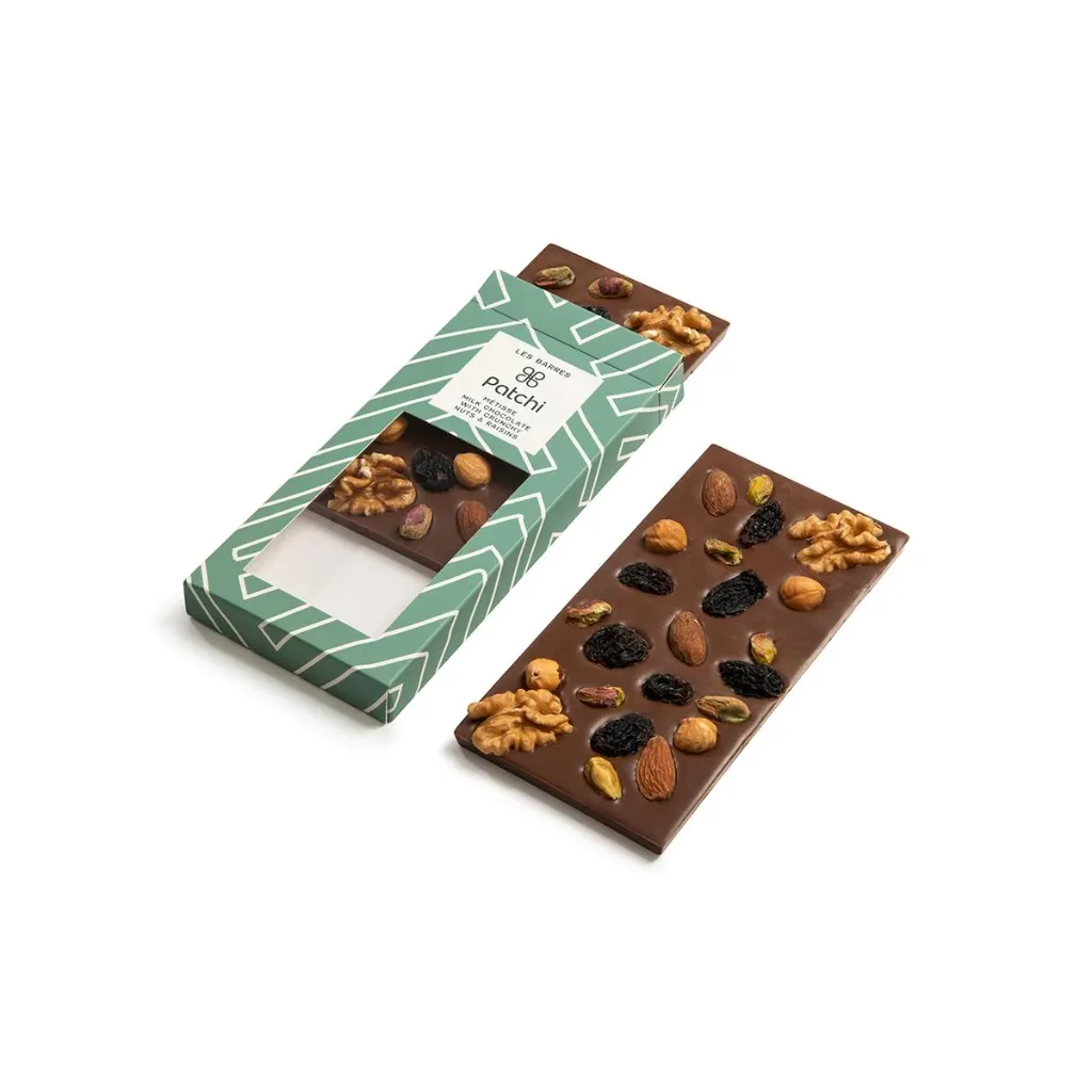 توفير لوح من الشوكولاته بالحليب مع المكسرات المقرمشة والزبيب، ميتيس، ١٢٠غ ( من باتشي ) خلال ساعه أو ربما أقل مناسب جداً لتقديمة كهديه (بدون تنسيق)